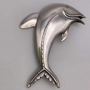 Vintage Goofy Sterling Silver Tuna Pin Brooch